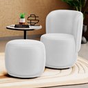 Ver imagem 2 de Poltrona Decorativa com Puff Orgânico Molly Couríssimo Branco - Desk Design