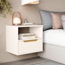 Ver imagem 2 de Mesa de Cabeceira Suspensa Jatobá Quarto com 1 Gaveta Off White