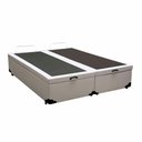 Ver imagem 2 de Cama Box Baú Blindado Queen Bipartido King Design Sintético Branco 158x198x41
