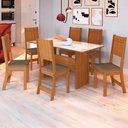 Ver imagem 1 de Conjunto Mesa de Jantar 150cm com 6 Cadeiras Multimóveis Cr50207 Freijó/off White/cacau