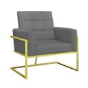 Ver imagem 3 de Poltrona Tecido Corano para Recepção Sala de Espera Clinica Base de Ferro Dourada Suporta 150kg