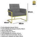 Ver imagem 2 de Poltrona Tecido Corano para Recepção Sala de Espera Clinica Base de Ferro Dourada Suporta 150kg