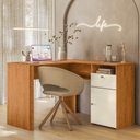 Ver imagem 3 de Mesa de Estudo em L com Gaveta e Armário Lateral para Quarto