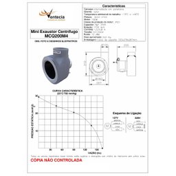 MINI EXAUSTOR CENTRÍFUGO MCQ200M4 BIVOLT CARACOL PARA ESTUFAS/CAPELAS QUALITAS - 2