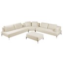 Ver imagem 4 de Sofá Modulado Sala de Estar 415cm Marino de Canto Pés de Ferro com Almofadas Linho Off White G92 - G