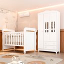 Ver imagem 1 de Conjunto Quarto Bebê Berço 3 em 1 Mirelle Guarda Roupa 3 Portas 100% MDF Branco