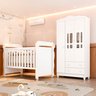Quarto de Bebê Berço Mini Cama Americano 3 em 1 e Guarda-roupa 3 Portas em Mdf Mirelle - 1