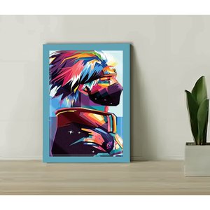 Quadro Decorativo Kakashi Pop Art Escritório +vidro 33x25 A4:azul