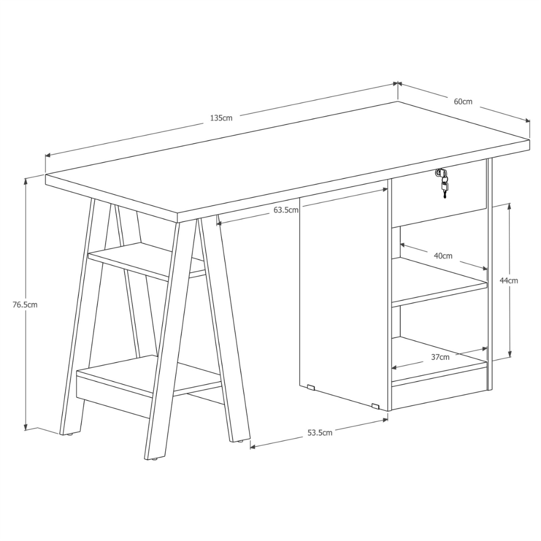 Mesa de Estudo Escrivaninha Cavalete com Gaveta Bali:preto/ Canela - 5