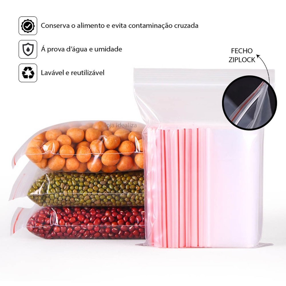 100 Saco Hermético Fecha Fácil Zip Freezer Multiuso N5PP - 2