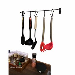 Barra de Utensílios para Cozinha Suporte com 5 Ganchos Móveis - 3