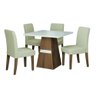 Conjunto de Mesa Sala de Jantar Trieste 0,90m Quadrada com 4 Cadeiras Estofado Suede Madeirado/off - 1
