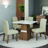 Conjunto de Mesa Sala de Jantar Trieste 0,90m Quadrada com 4 Cadeiras Estofado Suede Madeirado/off - 2