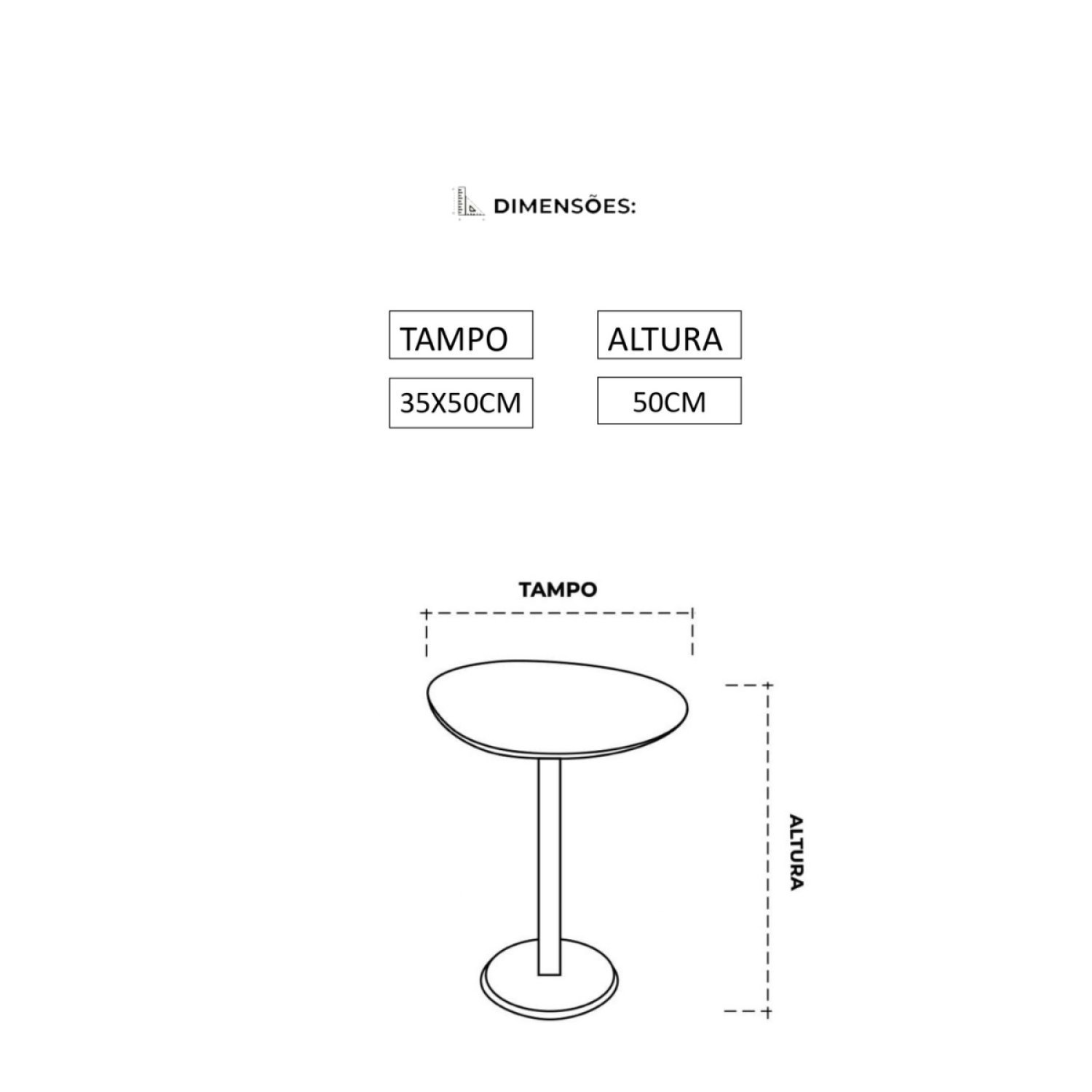 Mesa Lateral de Apoio Monopé 50cm Orgânica - 3