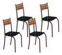 Ver imagem 1 de Kit 4 Cadeiras Atlanta Corino Preto Lirio e Rattan Carvalho Tubo Marrom Cafe