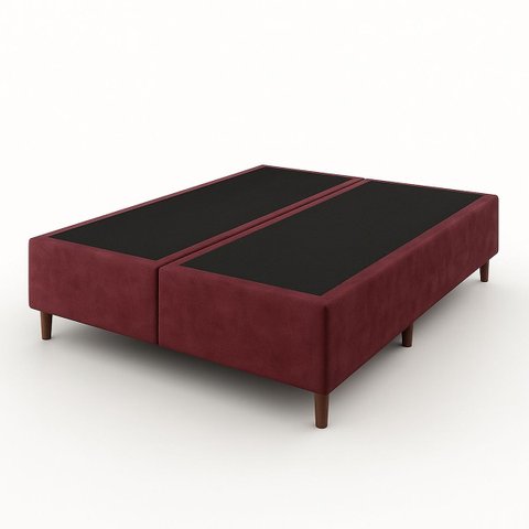 Box Base Blindado Suede - Queen 158x198x38- Novo:vermelho