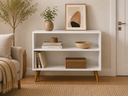 Ver imagem 2 de Aparador Decorativo Branco 88cm com Prateleira e Pés Retrô - Pea Móveis