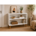 Ver imagem 3 de Aparador Decorativo Branco 88cm com Prateleira e Pés Retrô - Pea Móveis
