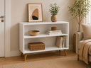 Ver imagem 3 de Aparador Decorativo Branco 88cm com Prateleira e Pés Retrô - Pea Móveis