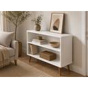 Ver imagem 1 de Aparador Decorativo Branco 88cm com Prateleira e Pés Retrô - Pea Móveis