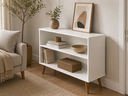 Ver imagem 1 de Aparador Decorativo Branco 88cm com Prateleira e Pés Retrô - Pea Móveis