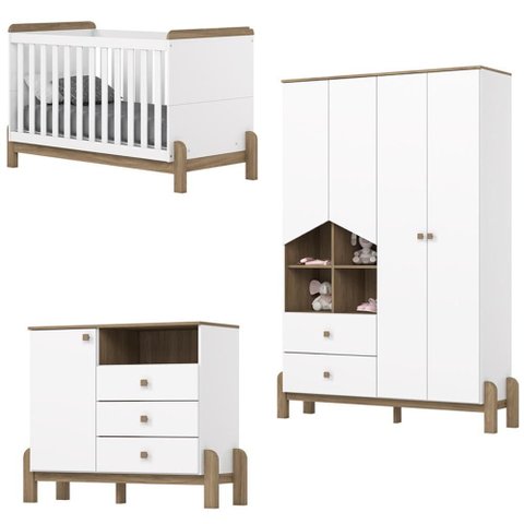Quarto Infantil 3 Pecas Berco Mini Cama Ternura Branco Jequitiba Hp Henn