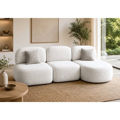 Sofá Orgânico Modular Nuvia 275cm Bouclé Branco