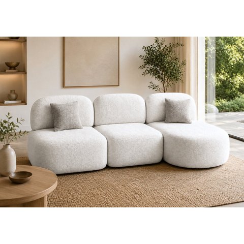 Sofá Orgânico Modular Nuvia 275cm Bouclé Branco