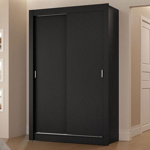 Guarda-roupa Solteiro 2 Portas de Correr 2 Gavetas Preto Vivare Madesa Preto