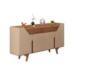 Ver imagem 2 de Aparador Buffet 4 Portas MDF Ripado Real Pés de Madeira Maciça Tâmisa Branco/Off-White/Marromle