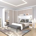 Ver imagem 1 de Quarto de Canto Casal com Guarda Roupas com Espelho e Mesas de Cabeceira Alpes Luciane Móveis