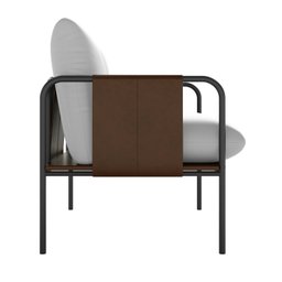 Poltrona Decorativa de Couro Mona com pés em Metal  - 4