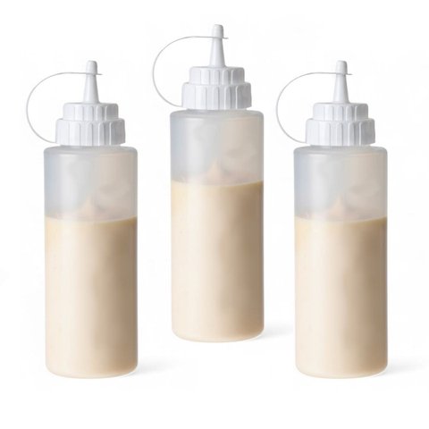 Kit 3 Bisnaga Profissional 350ml com Tampa Ideal p/ Molhos