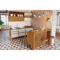 Balcão de Cozinha Modulado Painel Ilha Gourmet Imperatriz Ripado 120cm Freijó - Nesher - 5
