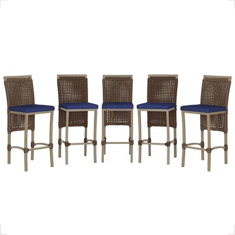5 Banqueta em Alumínio Roma Fendi Corda Náutica Tecido 10