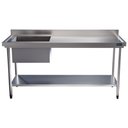 Ver imagem 1 de Mesa Pia Aço Inox Uma Cuba 50x40x25 Esquerda e Prateleira 150x60x90