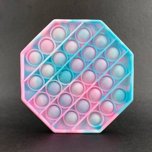 Pop It Tie Dye Octogonal Fidget Toy Brinquedo Silicone Anti Stress Ansiedade Sensorial - Azul e Rosa