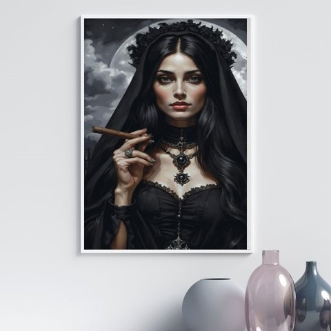 Quadro Pombagira 7 Catacumbas 33x24cm - com Vidro:moldura Preta