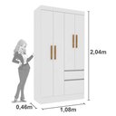Ver imagem 3 de Guarda Roupa Oregon 4 Portas e 2 Gavetas TCIL Branco