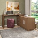 Ver imagem 1 de Mesa Escrivaninha com Cômoda com 3 Gavetas e 2 Portas American Marrom/Freijó