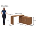 Ver imagem 4 de Mesa Escrivaninha com Cômoda com 3 Gavetas e 2 Portas American Marrom/Freijó