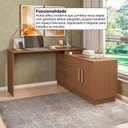 Ver imagem 5 de Mesa Escrivaninha com Cômoda com 3 Gavetas e 2 Portas American Marrom/Freijó