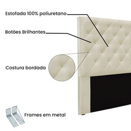 Cabeceira Queen 160cm Paris Veludo Bege - Lucadi Home - 3