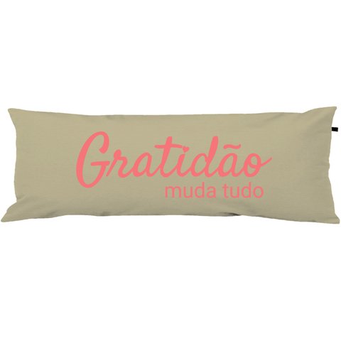 Travesseiro De Corpo Body Pillow 40x130cm Bege Gratidão Rosa - Capa com enchimento