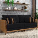 Ver imagem 2 de Sofá 3 Lugares Sala de Estar Living 212cm Asbury K01 Veludo Preto Couríssimo Camel - Lyam Decor