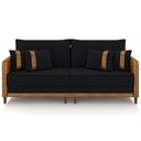 Ver imagem 3 de Sofá 3 Lugares Sala de Estar Living 212cm Asbury K01 Veludo Preto Couríssimo Camel - Lyam Decor