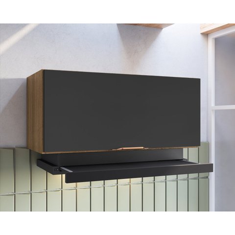 Armário Aéreo 1 Porta Basculante 70cm Veneza Modulada Cinza/Mel/Grafite