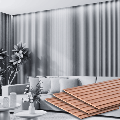 Painel Ripado Frieze Nogueira 2750 X 455 X 9mm - Caixa com 4 Paineis Totalizando 5m2