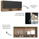 Ver imagem 6 de Armário Aéreo 1 Porta Basculante 2 Nichos 120cm Veneza Modulada Cinza/Mel/Grafite