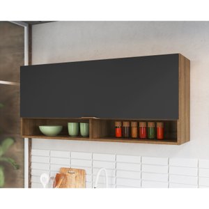 Armário Aéreo 1 Porta Basculante 2 Nichos 120cm Veneza Modulada